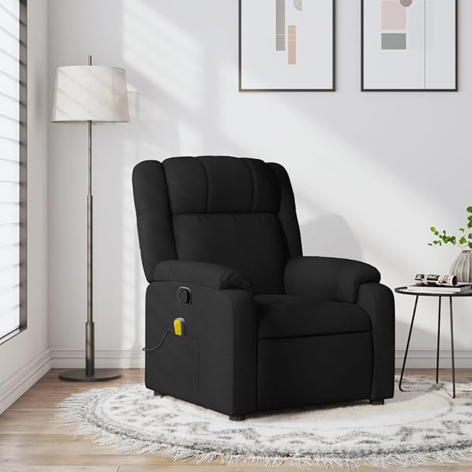Floor Chair Arm Chair Living Room ChairsSleeper Sofa Massage Recliner Chair Black Fabricfor Apartment Living and Home Office