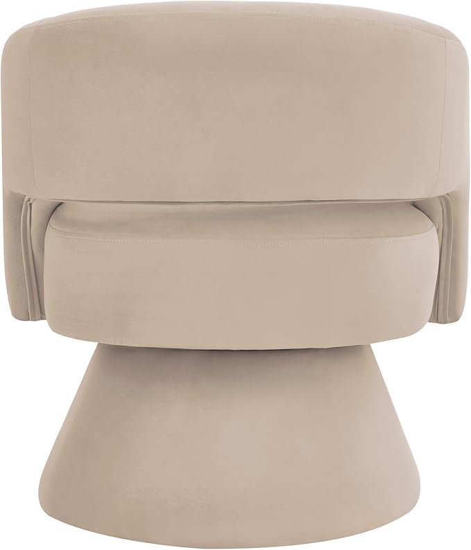 Modern Swivel Barrel Chair Velvet Upholstered Accent Chair 360 Degree Swivel Open Backrest Single Armchair Comfy Reading Chair for Living Room Bedroom (Taupe)