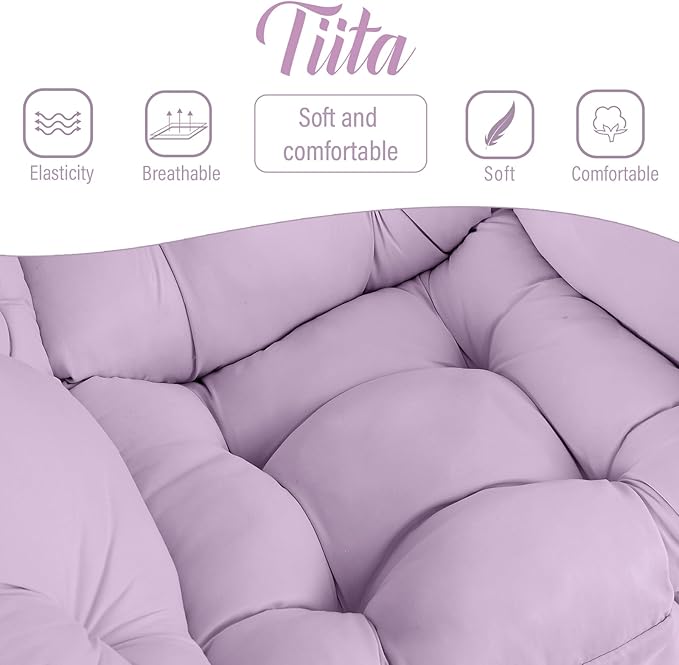 Tiita Lazy Chair with Ottoman Purple Modern Large Accent Chair Comfy Leisure Sofa Armchair with Ottoman Reading Chair with Footrest for Bedroom Living Room Dorm Rooms Purple