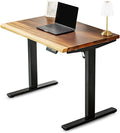Small Standing Desk – Walnut Solid Wood Desk Natural Live Edge Adjustable Height Dual Motor Sit Stand for Home Office (Black W38 x D25)
