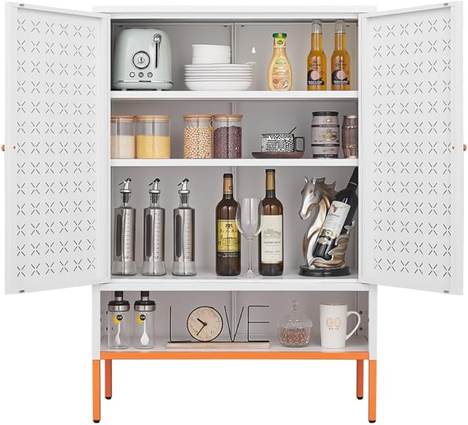 Suitable for Steel Storage cabinets in Living Rooms Kitchens and bedrooms and Office File Cabinet 2 Movable partitions (Hua-White)