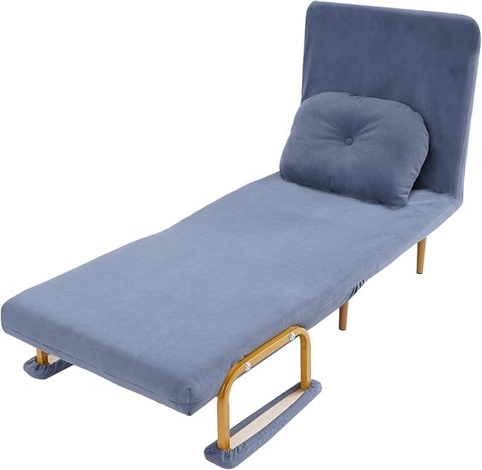 Folding Sofa Bed Convertible Sleeper Chair Single Sleeper Sofa Adjustable Backrest Futon Floor Couch Lounge Sofa for Living Room and Bedroom (Grey)