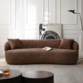 Curved Sofa Couch 86.6 3-Seater Modern Boucle Sectional Couch Comfy Cloud Upholstered 3 Seat Leisure Cushion Sofa with Pillows for Living Room Bedroom Office ApartmentBrown