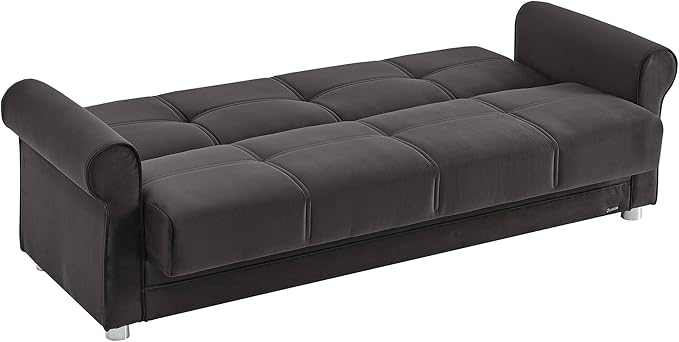 Sweet Home Stores 87 Convertible Sofa Bed with Storage Firm Fabric 3 Seater Upholstered Sleeper Sofa Couch Futon for Living Room Black
