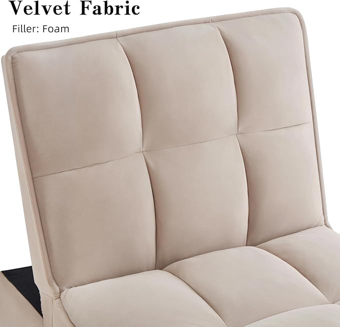 24.5 Wide Convertible Sleeper Chair with Pull Out Bed 4-in-1 Chair Bed with Adjustable Backrest &amp Storage Pockets Armless Metal Frame | Space-Saving Couch for Living Room &amp Bedroom (Gray)