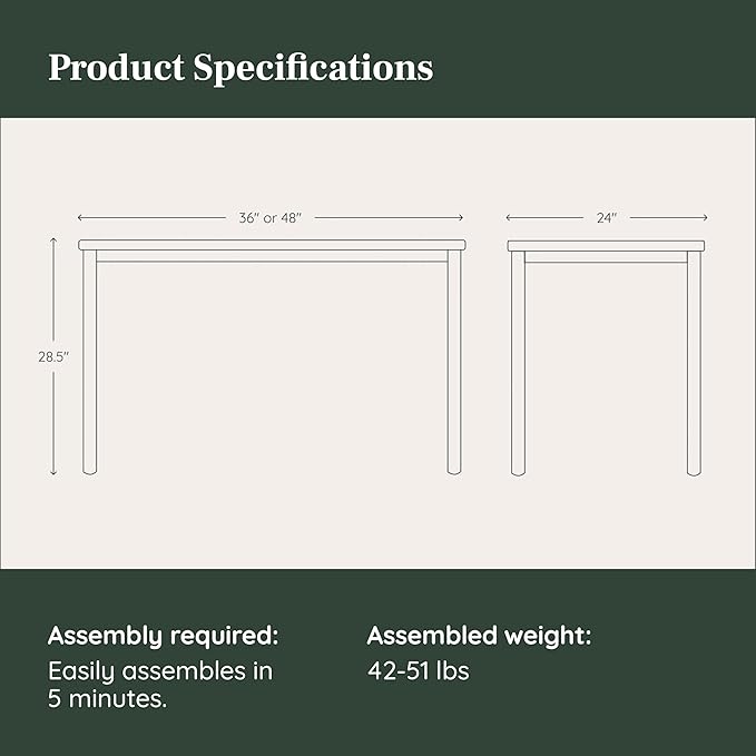 Branch Daily Desk - Functional at Home Office Desk with Effortless Assembly Timeless Design Rounded Corners and Built-in Cable Notch - 48” W x 28.5” H x 24” D - Walnut Work Table