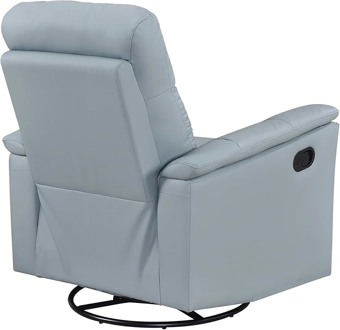 Lexicon Swivel Glider Recliner Chair Comfy Nursery Glider Top Grain Leather Match Recliner Manual Reclining Chair for Living Room/Office/Apartment Blue