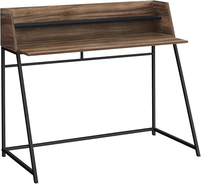 Computer Desk Home Office Laptop Storage Shelves 48 l Work Brown Laminate Black Metal Contemporary Modern TF517