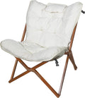 Zenithen Indoor Wood Butterfly Folding Accent Chair Perfect for Dorm Rooms Bedrooms and Living Rooms Use for Reading Writing Studying Gaming and Movies White