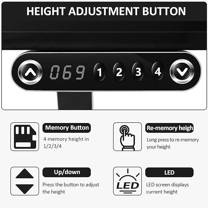 55 x 24 in Electric Standing Desk Adjustable Height Stand up Desk with Ergonomic Curved Desktop &amp Mouse Pad Multifunctional Home Office Desk（Black
