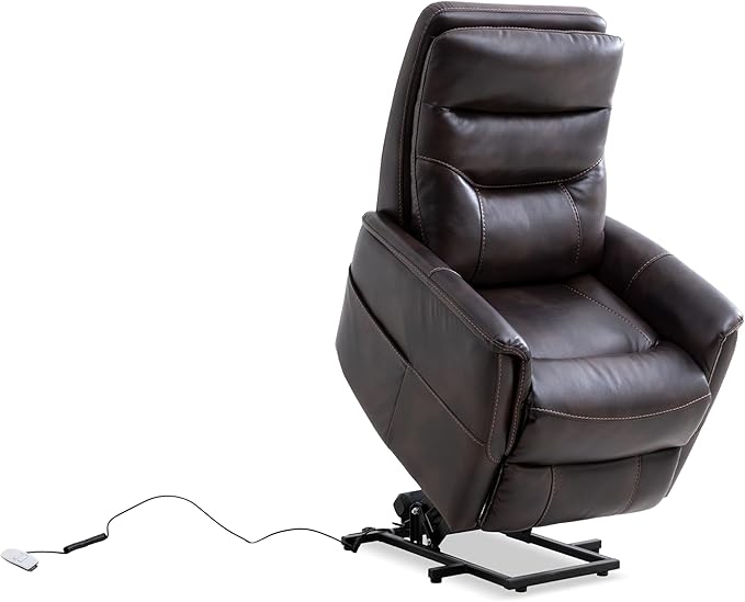 Parker Living Gemini - Truffle Power Lift Recliner with Articulating Headrest Living Room Chair Electric Recliner Chair for Adults Upholstery 90% Polyester 10% PU