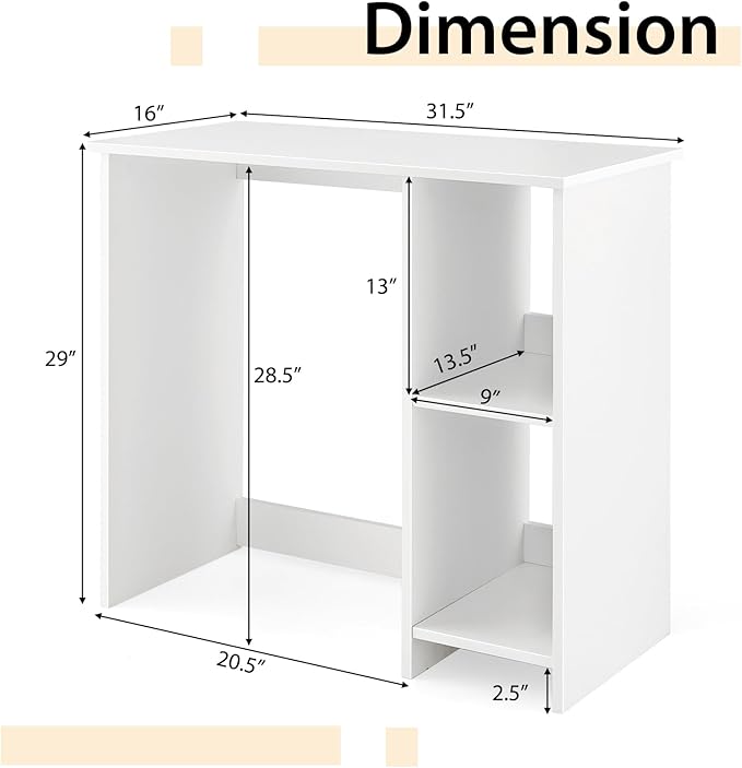 MAT EXPERT Computer Desk 31.5” Wooden Home Office Desks with Shelves for Small Space Gaming Desk Small Table Writing &amp Studying Desk for Home Office Apartment