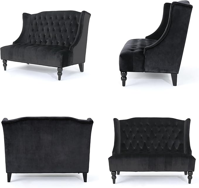 Merax Loveseat Sofa Classic 2 Seater Couch for Living Room Bedroom Office Black