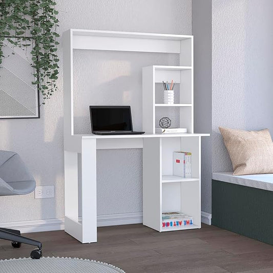 Home Office Desk Desk with Hutch and Shelves for Study Office Small Apartment