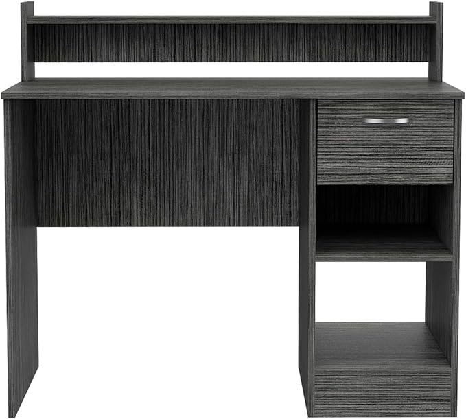 Manaos Writing Computer Desk with Multiple Shelves and One Drawer - Stylish Grey Home Office Furniture