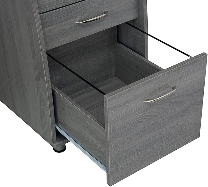 47.5'' Computer Desk with File Cabinet and Drawers Storage Cabinet with Removable Shelf and Ventilation for CPU Home Office Desk or Computer Workstation with Keyboard Tray Grey