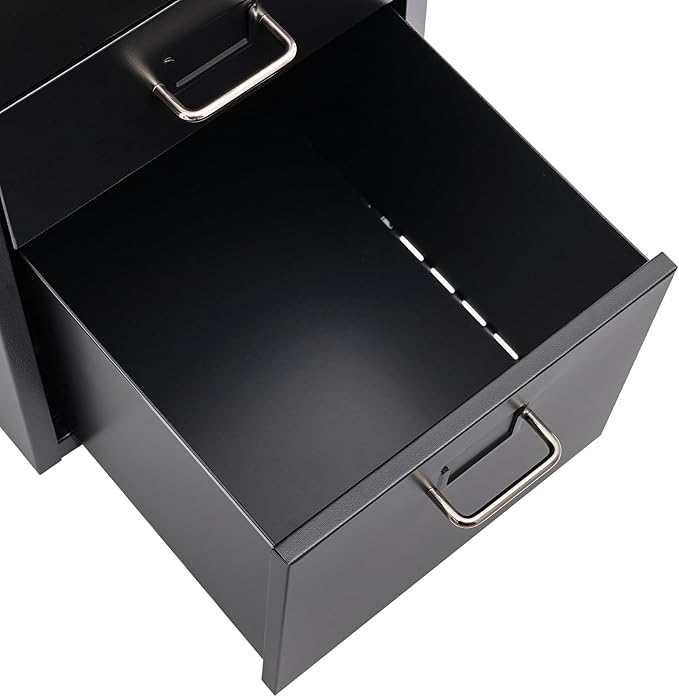 Mobile 5 Drawer Locking Pedestal File Cabinet Deep Light Duty Metal Letter Filing Cabinet Metal File Storage Cabinet 4 Small Drawers 1 Large Drawer 11.02lbs Each Tier Load Capacity