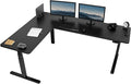 VIVO Electric Height Adjustable 83 x 60 inch Corner Stand Up Desk 2 Black Solid Table Tops Black Frame Memory Controller L-Shaped Workstation 3E Series DESK-KIT-3E8B