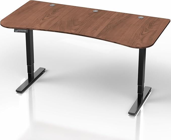 VIVO Electric 63 x 32 in Standing Desk Touch Screen Adjustment 220 lb Frame Support 2E Series Dark Walnut Top Black Frame DESK-KIT-2EBD