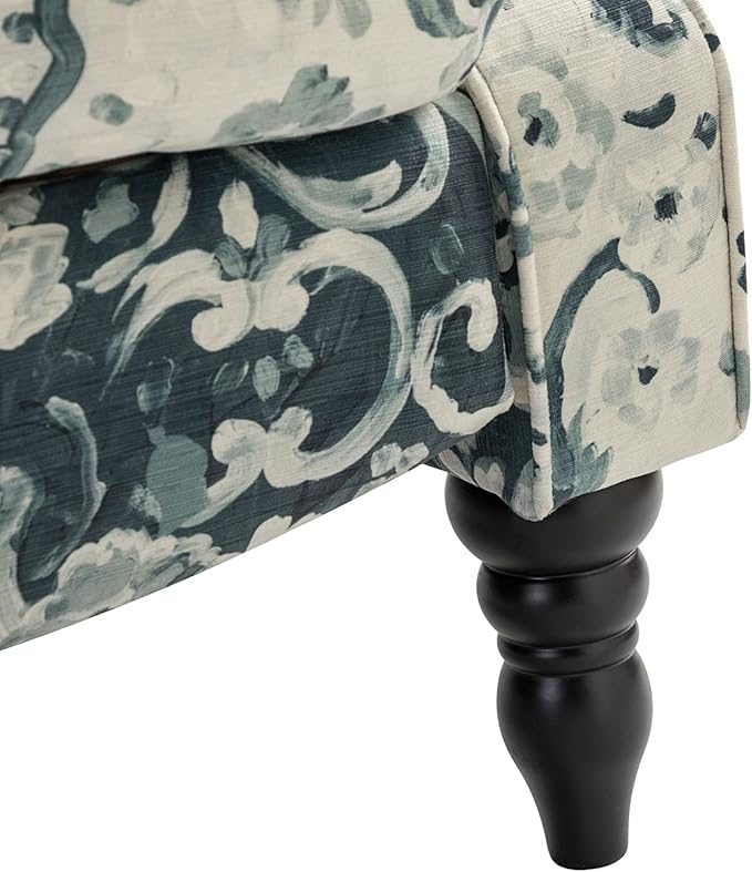 HULALA HOME Upholstered Wingback Recliner Chair Small Adjustable Footrest Push Back Single Reclining Sofa Mid Century Modern Lounge Armchair for Living Room Bedroom Reading/Floral