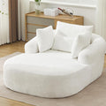 Oversized Chaise Longue Chair Indoor Modern Upholstered Chenille Deep Seat Sofa Bed with Throw Pillows and Armrests Sleeper Sofa Couch for Living Room Bedroom Apartment (Beige)
