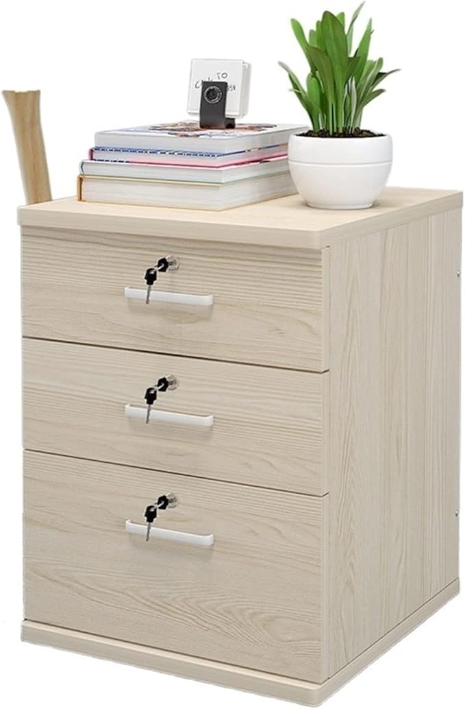 Thicken Wood Filing Cabinet Mobile Storage Cabinet for Closet/Office 3-Drawer White Colour File Cabinet Storage with 4 360Wheels Filing Cabinet (Colour : 1) (B)