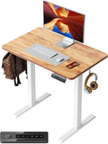 FEZIBO One-Piece Standing Desk Height Adjustable Stand up Home Office Desk 32x20 Inch Small Electric Standing Computer Desk with 4 Memory Presets Headphone Hook Light Rustic Top