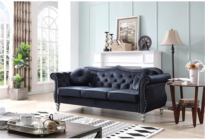 Glory Furniture Hollywood Velvet Sofa in Black