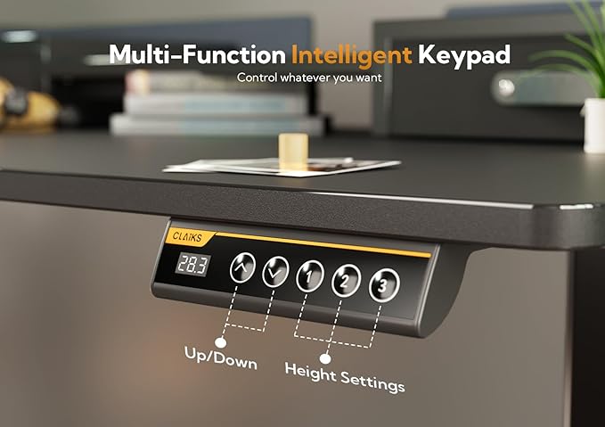 Claiks Standing Desk with Drawers Stand Up Electric Standing Desk Adjustable Height Sit Stand Desk with Storage Shelf and Splice Board 48 Inch Black