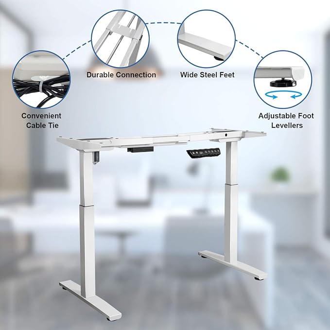 Tangkula Electric Standing Desk Frame Height &amp Width Adjustable Motorized Sit Stand Desk Base Ergonomic Single Motor Stand Up Workstation w/Memory Controller Standing Desk Legs