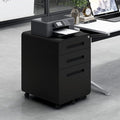 3-Drawer Mobile Filing Cabinet with Lock Metal Filing Cabinet to be Installation Required (YH-Black)