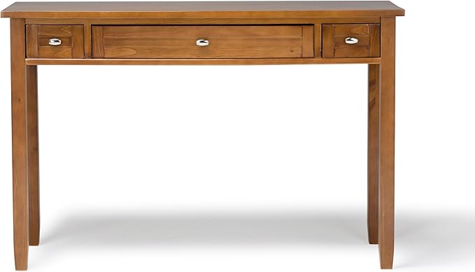 SIMPLIHOME Warm Shaker Desk - 48 Inch Wide Solid Wood Writing Desk in Light Golden Brown Transitional Home Office Computer Table for Workspace or Study with Flip-Down Keyboard Tray and 2 Drawers