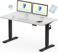 FLEXISPOT EN1 One-Piece Standing Desk with 1-Inch Thick Desktop 55x28 Electric Height Adjustable Desk for Home Office &amp Multi-Device Workstations White