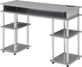 Convenience Concepts Designs2Go No Tools Student Desk with Charging Station and Shelves Gray