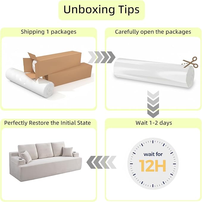 87 Modern 3-Seater loveseat Sofa Comfy Deep Seat Boneless Couch with Plush Corduroy Fabric Built-in Cup Holders &amp Side Storage Pockets for Living Room Bedroom and Apartment