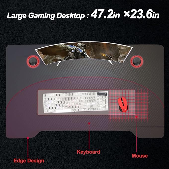 PayLessHere Gaming Desk Z-Shaped More Structure Stable 47 Computer Desk Ergonomic Racing Style Table for Home Office Games Study Writing