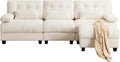93 3+1 Seater Sofa with Ottoman - 4-Position Adjustable Backrest 350lb/Seat Soft Chenille Fabric 3 Throw Pillows Easy Assembly (Beige)