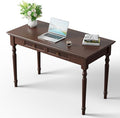 ADORZ Walnut Writing Desk with Drawers 47 French Country Solid Wood Desk for Home Office Study or Bedroom