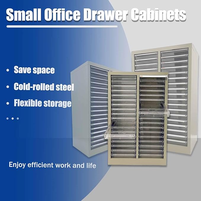 TECHTONGDA File Cabinet 36 Drawer Vertical Metal Lateral Filing Storage Cabinet Large Capacity Anti-Slip Drawer for A4 Paper Stamps Invoices