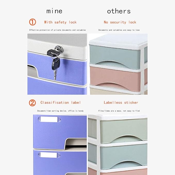 File cabinets Filing Cabinet dividers 4 Drawers with Lock Desktop Office File Classification Storage Storage Box 29.5X39.4X43cm Bookcase