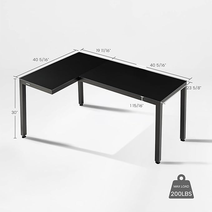 EUREKA ERGONOMIC GTG L Shaped Gaming Desk with LED Glass Light Side