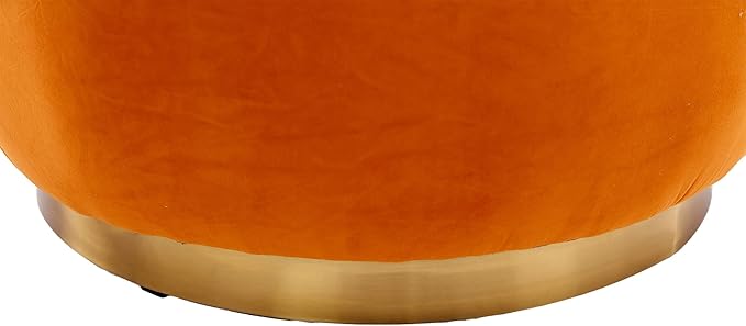 Small Barrel Chair Swivel Barrel Chair with Thicken Backrest Round Accent Chair for Living Room Bedroom Office Comfortable Velvet Fabric Soft High-Density Foam Padding (Orange)