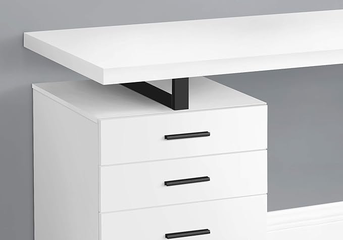 Computer Desk Home Office Laptop Left Right Set up Storage Drawers 48 l Work White Laminate Black Metal Contemporary Modern