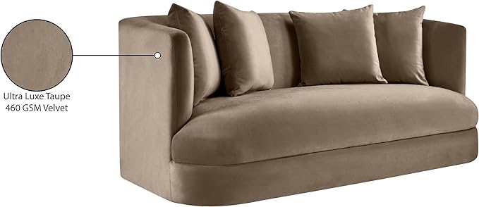 Meridian Furniture 699Taupe-L Alder Collection Modern | Contemporary Loveseat with Ultra Luxe Taupe 460 GSM Velvet Solid Wood Frame 66 W x 36 D x 30 H Taupe