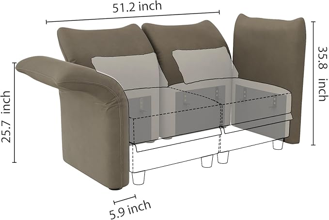 LLappuil Modular Pair of Side Armrest Backrest Module Sofa for Convertible Modular Sectional Couch Sofa Side Armrest Backrest Brown