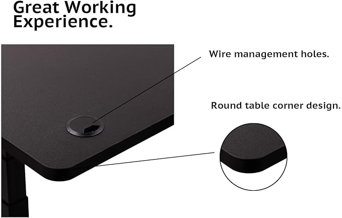 UNICOO Melamine 47.2 x 23.6 Inch Universal Table Top for Standard and Sit to Stand Height Adjustable Home and Office Desk Frames (Tabletop 47.2 - Black)