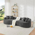 112'' Oversized Curved Modular Sectional Sofa Upholstered Chenille Boneless Couch Comfy Cloud Compression Sofa with Extra Deep &amp Wide Seat for Living Room Apartment Office Dark Gray