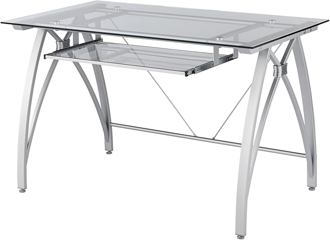 Realspace® Vista 48 W Glass Computer Desk Silver