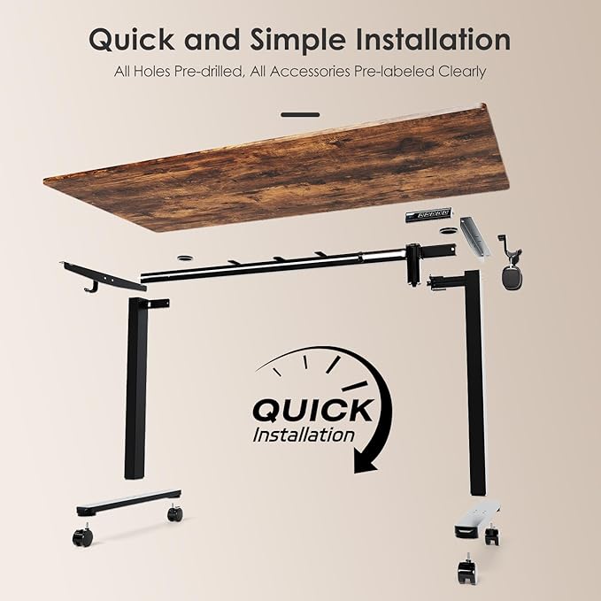 Monomi Electric Height Adjustable Standing Desk 48x24 Inches Ergonomic Home Office Sit/Stand Up Desk(Vintage Brown)