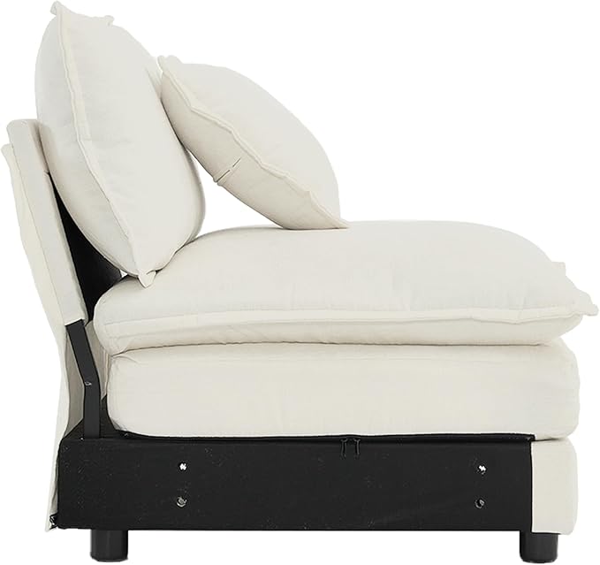 healthomse Chenille Two-Seater Sofa with 1 Footrest 2 Seater L-Shaped Sectional with Ottoman sectional couches for Living Room Chenille (White 35.83inch)